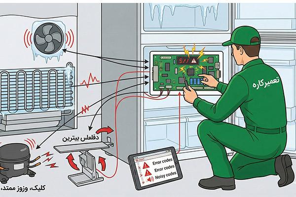 خرابی برد الکترونیکی یخچال و ایجاد صدای زیاد
