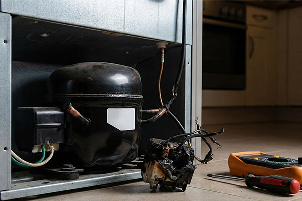 سوختن رله اورلود موتور علت روشن نشدن موتور یخچال