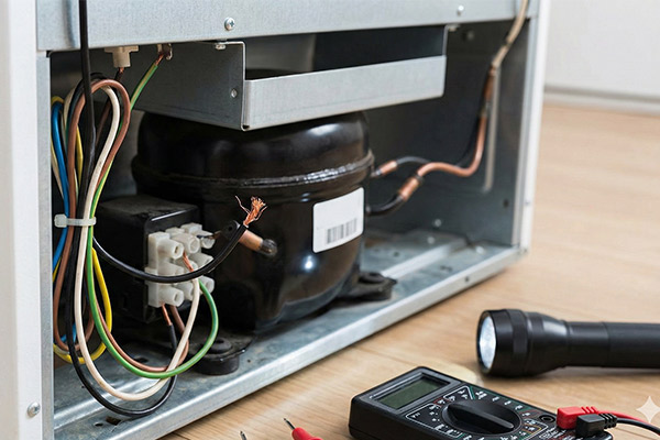 قطعی سیم کشی داخلی از دلایل روشن نشدن یخچال است.