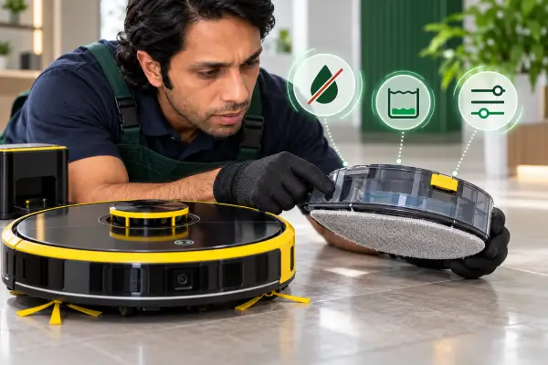 خیس نشدن پد جارو رباتیک کارچر